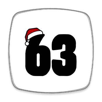 63 Zahl Weihnachten - Viereckiger Kühlschrankmagnet - Weiß - Vorne