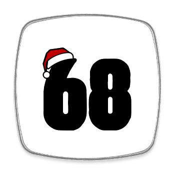 68 Zahl Weihnachten - Viereckiger Kühlschrankmagnet - Weiß - Vorne