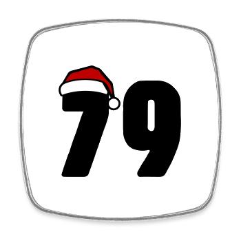 79 Zahl Weihnachten - Viereckiger Kühlschrankmagnet - Weiß - Vorne