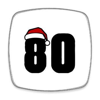 80 Numéro Noël - Magnet carré - blanc - Devant