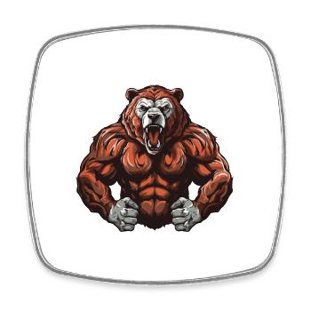 Bär Grizzly Gym Beast Martial Arts MMA - Viereckiger Kühlschrankmagnet - Weiß - Vorne