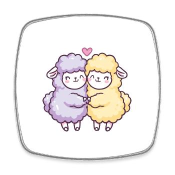 Couple de lamas d’alpaga amoureux Animal Saint-Valentin - Magnet carré - blanc - Devant