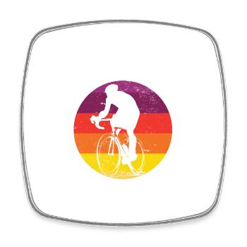 Never Underestimate An Old Guy on a Bicycle - Square fridge magnet - white - Front