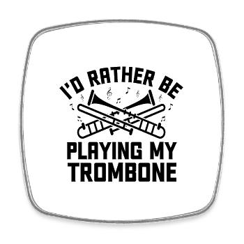 Tromboniste Tromboniste Marchand Band Trombone - Magnet carré - blanc - Devant