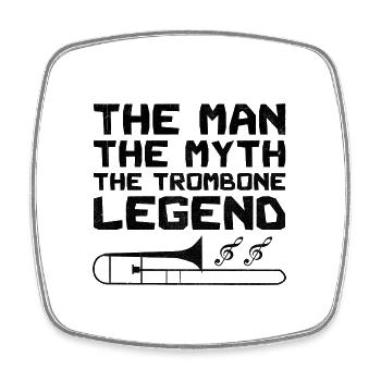 Tromboniste Tromboniste Marchand Band Trombone - Magnet carré - blanc - Devant