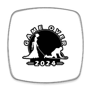 Game Over 2024 Hochzeit - Viereckiger Kühlschrankmagnet - Weiß - Vorne