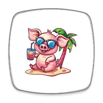 Palmier d’été de l’île aux cochons - Magnet carré - blanc - Devant