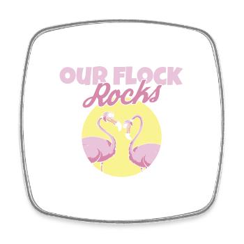 Our Flock Rocks Flamingo Family Summer Vacation - Viereckiger Kühlschrankmagnet - Weiß - Vorne