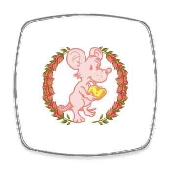 Mouse Birthday Gift Cheese Roses Congratulate - Square fridge magnet - white - Front