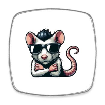 Cool Rat Mouse Sunglasses 50s 60s - Square fridge magnet - white - Front