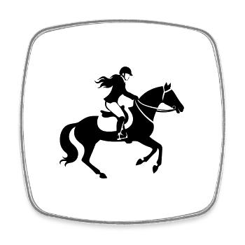 Cheval d’équitation Silhouette Femme - Magnet carré - blanc - Devant