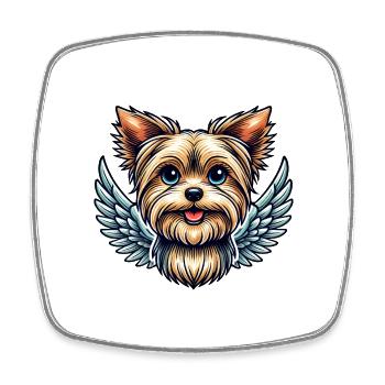 Ange Yorkshire Terrier mignon avec des ailes - Magnet carré - blanc - Devant