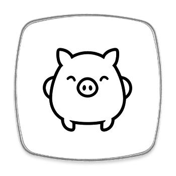 cochon - Magnet carré - blanc - Devant