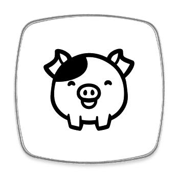 cochon - Magnet carré - blanc - Devant