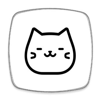 cat - Square fridge magnet - white - Front
