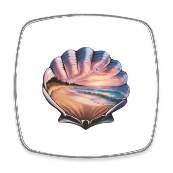 Muschel Strand Szene Serene Ozean Landschaft - Viereckiger Kühlschrankmagnet - Weiß - Vorne