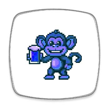 Monkey Beer Party Funny - Square fridge magnet - white - Front
