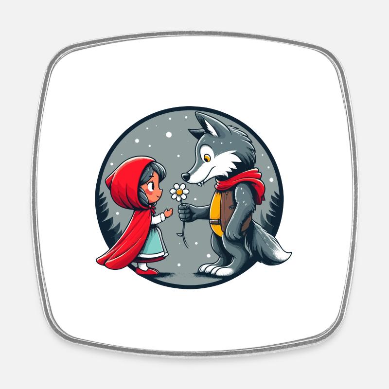 Rotkäppchen Wolf Märchen Kinder Blume Märchenfigur - Viereckiger Kühlschrankmagnet - Weiß