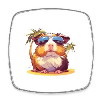 Niedliches Meerschweinchen Chilt mit Sonnenbrille - Viereckiger Kühlschrankmagnet - Weiß - Vorne