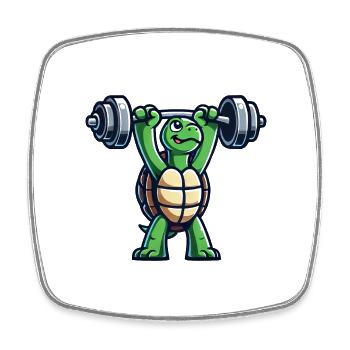 Tortue Haltère Fitness Entraînement Entraînement en salle de sport - Magnet carré - blanc - Devant
