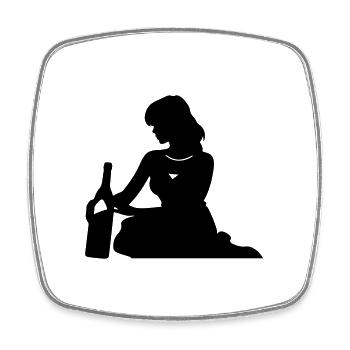 Silhouette Frau Drinking - Viereckiger Kühlschrankmagnet - Weiß - Vorne