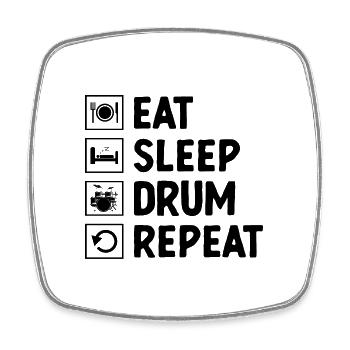 Eat Sleep Drum Repeat Drummer Drumming - Square fridge magnet - white - Front