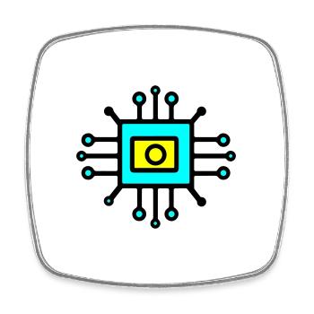 Chip Digital Computer Sensor - Viereckiger Kühlschrankmagnet - Weiß - Vorne