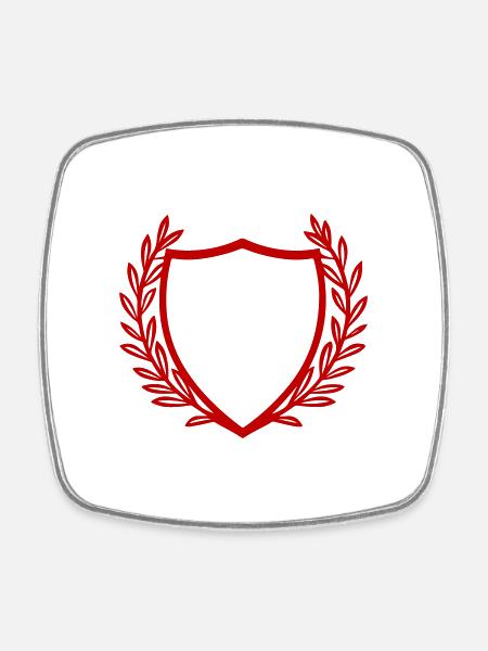 Wappen Schild Kranz Logo - Viereckiger Kühlschrankmagnet - Weiß