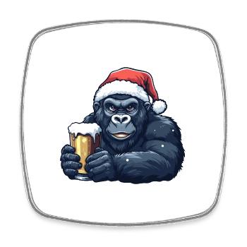 Bière de Noël Gorilla - Magnet carré - blanc - Devant