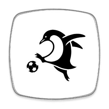 Pinguin Fußballer Silhouette Minimalistisch - Viereckiger Kühlschrankmagnet - Weiß - Vorne