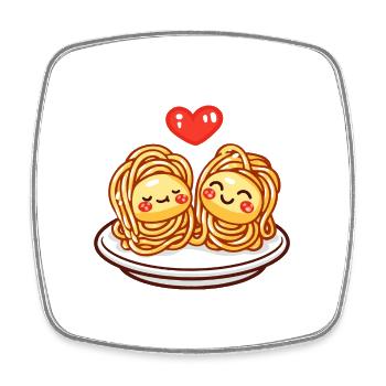 Pâtes Pâtes Couple Amour Coeur Bande Dessinée - Magnet carré - blanc - Devant