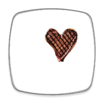 Ich liebe Steak - Viereckiger Kühlschrankmagnet - Weiß - Vorne