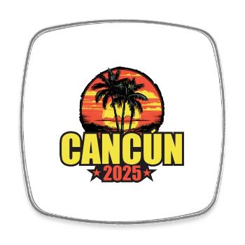Cancun 2025 Vacances Palmiers Coloré - Magnet carré - blanc - Devant