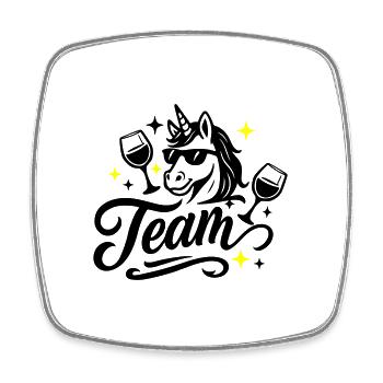 Einhorn Team Party Geburtstag - Viereckiger Kühlschrankmagnet - Weiß - Vorne