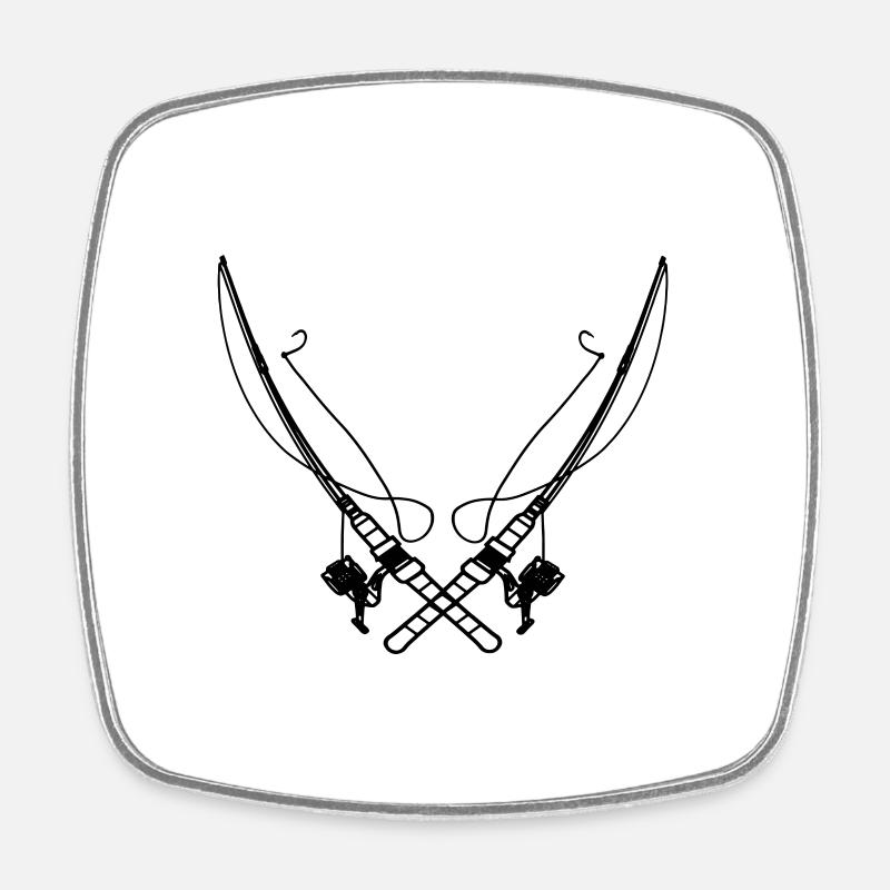 Fishing rod - Square fridge magnet - white
