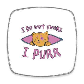 Ronron ronflement Drôle Dire Cadeau de chat - Magnet carré - blanc - Devant
