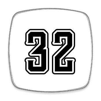 32 number symbol - Square fridge magnet - white - Front