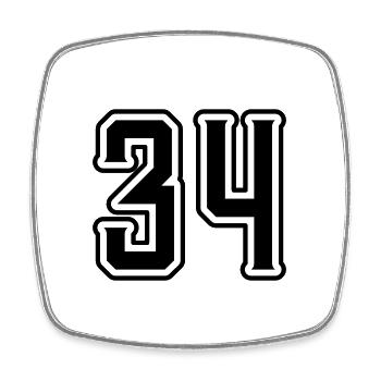 Symbole numérique 34 - Magnet carré - blanc - Devant