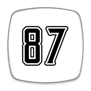 87 Zahl Symbol - Viereckiger Kühlschrankmagnet - Weiß - Vorne