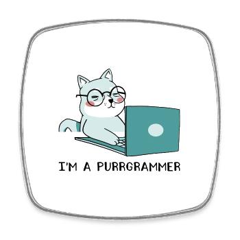 I'm A Purrgrammer Coder Software Developer Compute - Viereckiger Kühlschrankmagnet - Weiß - Vorne