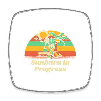 Sunburn in Progress Sunbathing Beach Tanning - Square fridge magnet - white - Front
