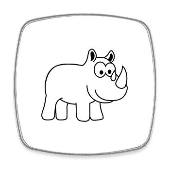 Rhino Comic Animal - Magnet carré - blanc - Devant