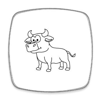 Stier Comic Tier - Viereckiger Kühlschrankmagnet - Weiß - Vorne