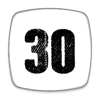 Maillot à 30 chiffres - Magnet carré - blanc - Devant