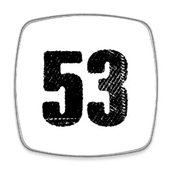 Maillot à 53 numéros - Magnet carré - blanc - Devant