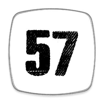 57 number jersey - Square fridge magnet - white - Front