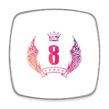 8 Couronne numérique - Magnet carré - blanc - Devant