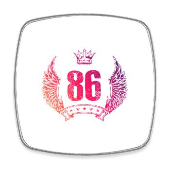 86 Number crown - Square fridge magnet - white - Front