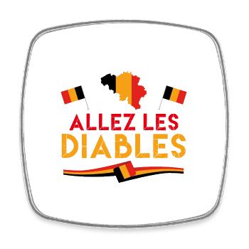 Aller les Diables. Supporter de Belgique. - Magnet carré - blanc - Devant