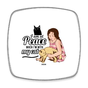 Femme Chat Pet Girl Femme - Magnet carré - blanc - Devant